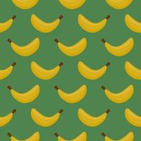 Yellow banana , seamless pattern on a dark green background. vector