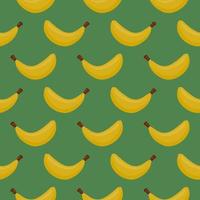 Yellow banana , seamless pattern on a dark green background. vector