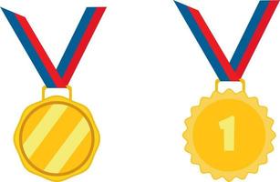 Gold medal ,illustration, vector on white background.