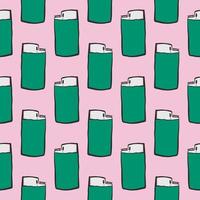 Green lighter, seamless pattern on pink background. vector