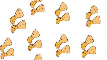 Realistic Detailed 3d Potato Chips Set Different ViewSeamless Pattern Background. Vector