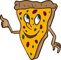 A happy pizza, vector or color illustration.