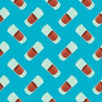 Coca cola in glass , seamless pattern on a light blue background.