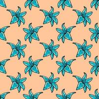 Blue flowers ,seamless pattern on beige background. vector