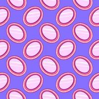 Oval mirror , seamless pattern on a purple background. vector