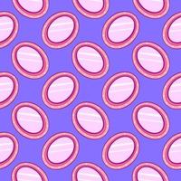 Oval mirror , seamless pattern on a purple background. vector