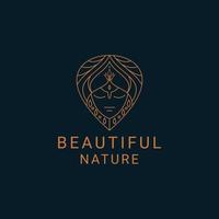 Beauty woman line art logo design template vector