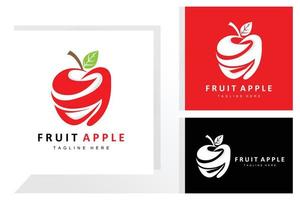 Fruit Apple Logo Design, Red Fruit Vector, With Abstract Style, Product Brand Label Illustration vector