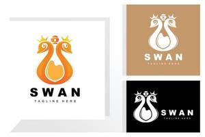 Swan Logo Design, Duck Animal Illustration, Company Brand Template Vector