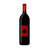 botella de vidrio oscuro con vino de granada. vector