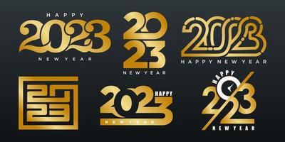 set of Symbol 2023 happy new year with luxury gold color vector