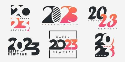 Diseño de texto de logotipo de feliz año nuevo 2023. Colección de plantillas de diseño de números 2023. ilustración vectorial vector