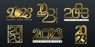 set of 2023 Happy New Year logo text design. 2023 number design template vector