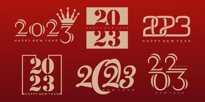 Diseño de texto de logotipo de feliz año nuevo 2023. Colección de plantillas de diseño de números 2023. ilustración vectorial vector