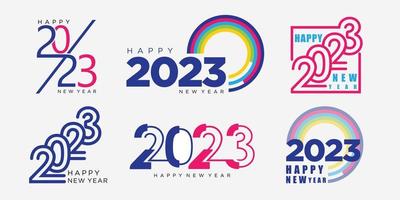 Diseño de texto de logotipo de feliz año nuevo 2023. Colección de plantillas de diseño de números 2023. ilustración vectorial vector