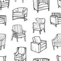 Furniture seamless pattern.. Hand-drawn vector illustration