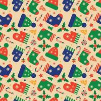 Retro Christmas pattern with Santa Claus vector