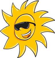Sun with sunglasses , illustration, vector on white background