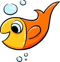 Happy orange fish, illustration, vector on white background