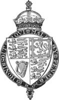 Shield of Queen Victoria is a coat of arms vintage engraving. vector