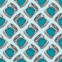 Paint can, seamless pattern on blue background. vector