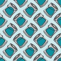 Paint can, seamless pattern on blue background. vector