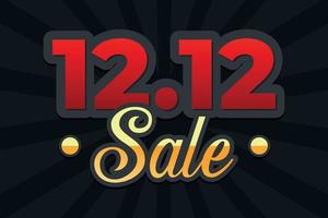 Black and Red 12.12 sale text effect vector