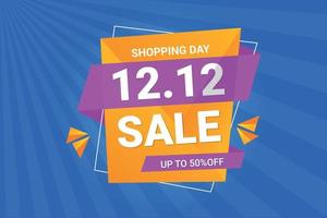 12.12 shopping day sale banner design with 50 percent off. vector