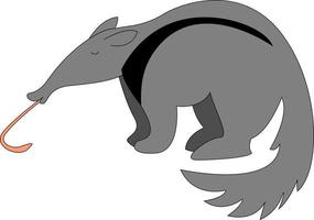 Anteater with long tongue, illustration, vector on white background.