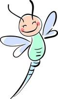 Happy smiling dragonfly, illustration, vector on white background.