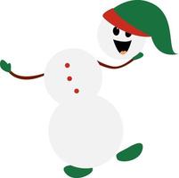 Dancing snowman, illustration, vector on white background.