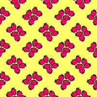 Lovely strawberries, seamless pattern on yellow background. vector