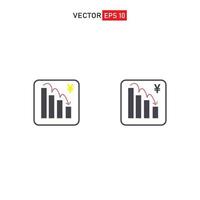 gráfico, yen japonés, icono de insignia de flecha. glifo simple, vector plano de iconos comerciales para ui y ux, sitio web o aplicación móvil