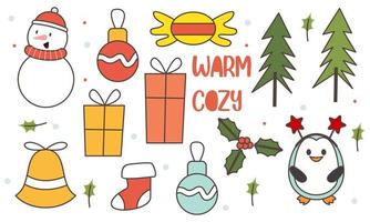 Collection of Vintage Merry Christmas And Happy New Year elements vector