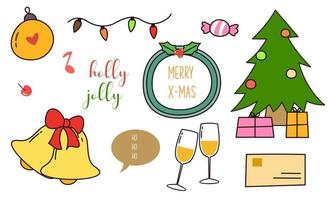 Collection of Vintage Merry Christmas And Happy New Year elements vector