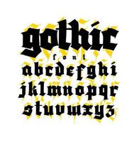 Gothic, display English font. Vector. Medieval latin letters of different styles. European design. Calligraphy and lettering. Lowercase letters for logos, labels and tattoos. vector