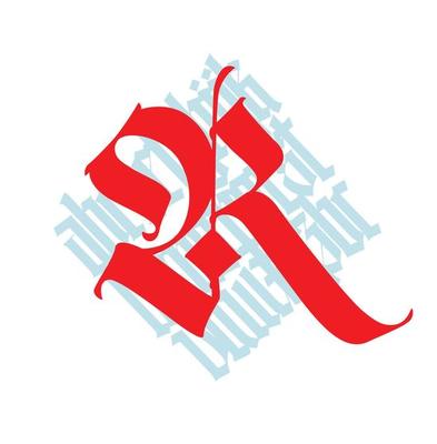 Letter R, in the Gothic style. Vector. Alphabet. The symbol is isolated on a white background. Calligraphy and lettering. Medieval Latin letter. Logo for the company. Monogram.