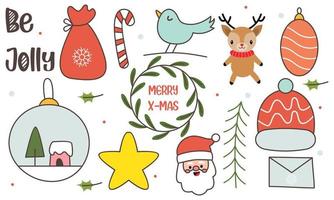 Collection of Vintage Merry Christmas And Happy New Year elements vector