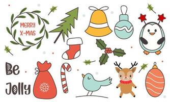 Collection of Vintage Merry Christmas And Happy New Year elements vector