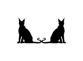 Pair of the Caracal Cat Silhouette for Art Illustration, Logo, Pictogram, Website or Graphic Design Element. Vector Illustration