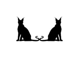 Pair of the Caracal Cat Silhouette for Art Illustration, Logo, Pictogram, Website or Graphic Design Element. Vector Illustration