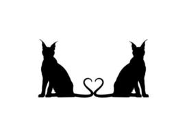 Pair of the Caracal Cat Silhouette for Art Illustration, Logo, Pictogram, Website or Graphic Design Element. Vector Illustration