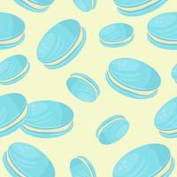 Seamless pattern of mint macaroons on a yellow background vector