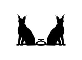 Pair of the Caracal Cat Silhouette for Art Illustration, Logo, Pictogram, Website or Graphic Design Element. Vector Illustration
