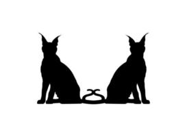 Pair of the Caracal Cat Silhouette for Art Illustration, Logo, Pictogram, Website or Graphic Design Element. Vector Illustration