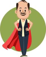 Man with red cape, illustration, vector on white background.