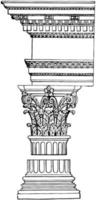 pilar corintio, pergaminos, grabado antiguo. vector