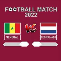 vector de fondo de plantilla de competición de fútbol de senegal vs holanda 2022 para calendario, partido de resultado