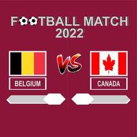 Belgium vs Canada football competition 2022 template background vector for schedule, result match
