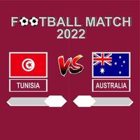 vector de fondo de plantilla de competencia de fútbol túnez vs australia 2022 para horario, partido de resultado